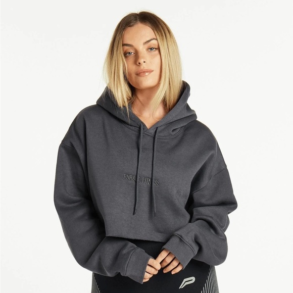 Pursue Fitness Cropped Workout Hoodie in Dark Washed Pink - Picture 1 of 6